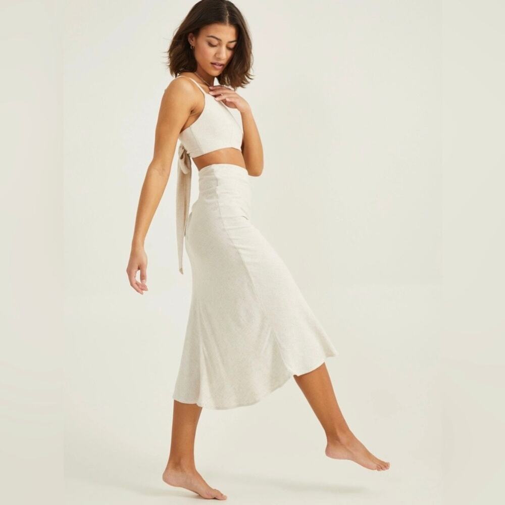NWT Altar'd State Bega Oatmeal Linen-Blend Square Neck Cropped Top S Festival